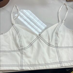 BCBGMaxAzria Cream Crop Top with Black Accents NWT